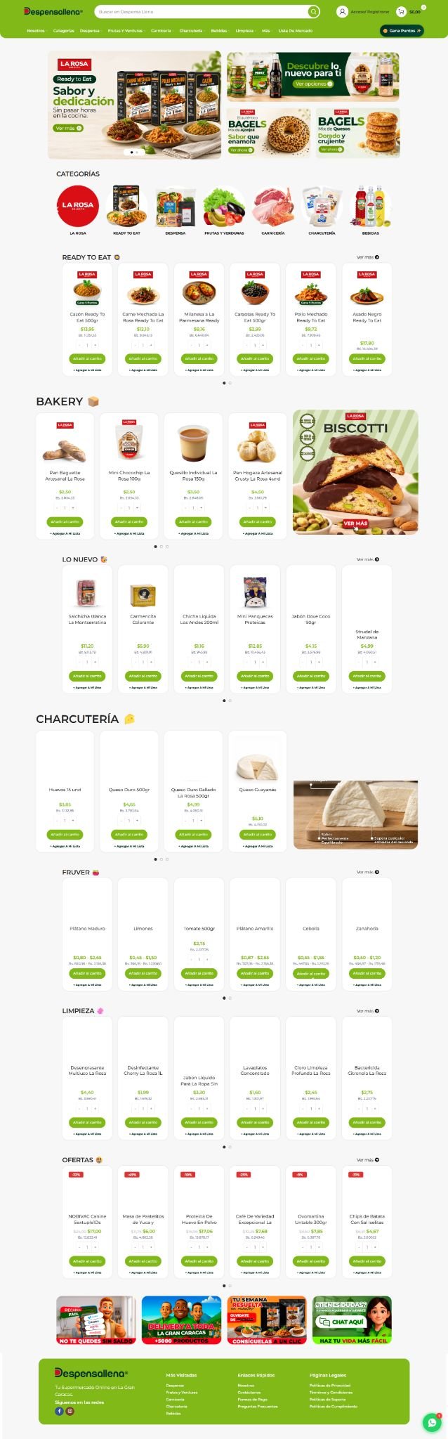 Inicio de Despensa Llena, con promociones, categorías y productos